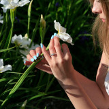 Princess Lab Created Diamond V-Prong Solitaire with Accents Engagement Ring in Yellow Gold (MVSLG1120-Y)