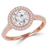 Round Lab Created Diamond Cathedral Bezel Set Round Halo Engagement Ring in Rose Gold (MVSLG1125-R)