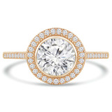 Round Lab Created Diamond Cathedral Bezel Set Round Halo Engagement Ring in Yellow Gold (MVSLG1125-Y)