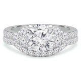 Round Lab Created Diamond Solitaire with Accents Engagement Ring and Wedding Band Set Ring in White Gold (MVSLG1126-W)