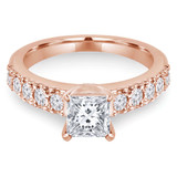 Princess Lab Created Diamond Solitaire with Accents Engagement Ring in Rose Gold (MVSLG1130-R)