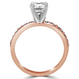 Round Lab Created Diamond High Set Solitaire with Accents Engagement Ring in Rose Gold (MVSLG1131-R)