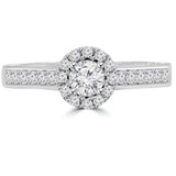 Round Lab Created Diamond Cathedral Diamond Bridge Round Halo Engagement Ring in White Gold (MVSLG1138-W)