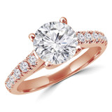 Round Lab Created Diamond Cathedral Trellis Solitaire with Accents Engagement Ring in Rose Gold (MVSLG1142-R)