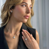 Round Lab Created Diamond Cathedral Cushion Halo Engagement Ring in White Gold (MVSLG1151-W)