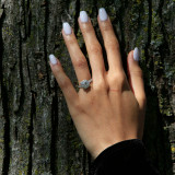 Round Lab Created Diamond Cathedral Cushion Halo Engagement Ring in White Gold (MVSLG1151-W)