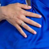 Round Lab Created Diamond Cathedral Cushion Halo Engagement Ring in Yellow Gold (MVSLG1151-Y)