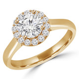 Round Lab Created Diamond Cathedral Open Bridge Round Halo Engagement Ring in Yellow Gold (MVSLG1152-Y)