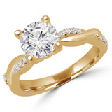 Round Lab Created Diamond Twisted Solitaire with Accents Engagement Ring in Yellow Gold (MVSLG1154-Y)