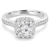 Round Lab Created Diamond Cathedral Cushion Halo Engagement Ring in White Gold (MVSLG1155-W)