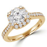 Round Lab Created Diamond Cathedral Cushion Halo Engagement Ring in Yellow Gold (MVSLG1155-Y)