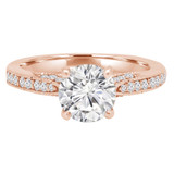 Round Lab Created Diamond Vintage Cathedral Solitaire with Accents Engagement Ring in Rose Gold (MVSLG1156-R)
