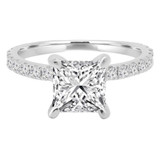 Princess Lab Created Diamond Solitaire with Accents Engagement Ring in White Gold (MVSLG1162-W)
