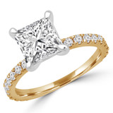 Princess Lab Created Diamond Solitaire with Accents Engagement Ring in Yellow Gold (MVSLG1162-Y)