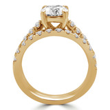 Round Lab Created Diamond Cathedral Trellis Solitaire with Accents Engagement Ring and Wedding Band Set Ring in Yellow Gold (MVSLG1163-Y)