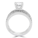 Round Lab Created Diamond Solitaire with Accents Engagement Ring and Wedding Band Set Ring in White Gold (MVSLG1164-W)