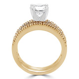 Round Lab Created Diamond Solitaire with Accents Engagement Ring and Wedding Band Set Ring in Yellow Gold (MVSLG1164-Y)