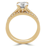 Round Lab Created Diamond Cathedral Double-Prong Solitaire with Accents Engagement Ring and Wedding Band Set Ring in Yellow Gold (MVSLG1166-Y)