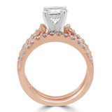 Round Lab Created Diamond Cathedral Solitaire with Accents Engagement Ring and Wedding Band Set Ring in Rose Gold (MVSLG1168-R)