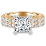 Princess Lab Created Diamond Solitaire with Accents Engagement Ring and Wedding Band Set Ring in Yellow Gold (MVSLG1169-Y)