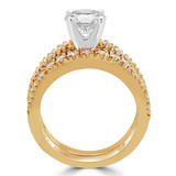 Round Lab Created Diamond Solitaire with Accents Engagement Ring and Wedding Band Set Ring in Yellow Gold (MVSLG1170-Y)