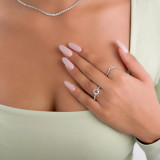 Round Lab Created Diamond Cathedral Solitaire with Accents Engagement Ring in White Gold (MVSLG1176-W)