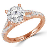 Round Lab Created Diamond Split-Shank Cathedral Solitaire with Accents Engagement Ring in Rose Gold (MVSLG1180-R)