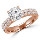 Round Lab Created Diamond Two-Row Solitaire with Accents Engagement Ring in Rose Gold (MVSLG1181-R)