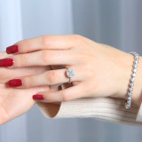 Round Lab Created Diamond Diamond Bridge Round Halo Engagement Ring in White Gold (MVSLG1183-W)