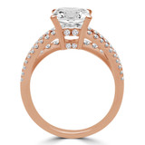 Princess Lab Created Diamond Three-Row Split-Shank Solitaire with Accents Engagement Ring in Rose Gold (MVSLG1186-R)
