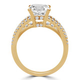 Princess Lab Created Diamond Three-Row Split-Shank Solitaire with Accents Engagement Ring in Yellow Gold (MVSLG1186-Y)