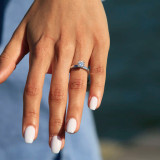 Round Lab Created Diamond Vintage Solitaire Engagement Ring in White Gold (MVSLG1188-W)