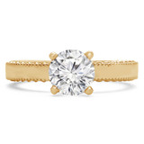 Round Lab Created Diamond Vintage Solitaire Engagement Ring in Yellow Gold (MVSLG1188-Y)