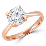 Round Lab Created Diamond Tapered Cathedral Solitaire Engagement Ring in Rose Gold (MVSLG1189-R)