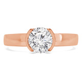 Round Lab Created Diamond Tension Set Solitaire Engagement Ring in Rose Gold (MVSLG1192-R)