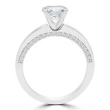 Round Lab Created Diamond Solitaire with Accents Engagement Ring in White Gold (MVSLG1195-W)