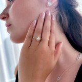 Round Lab Created Diamond Cathedral Vintage Floral Halo Engagement Ring in Rose Gold (MVSLG1197-R)