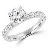 Round Lab Created Diamond Solitaire with Accents Engagement Ring in White Gold (MVSLG1201-W)
