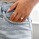 Round Lab Created Diamond Solitaire with Accents Engagement Ring in White Gold (MVSLG1201-W)