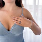 Round Lab Created Diamond Three-Row Split-Shank Cathedral Cushion Halo Engagement Ring in White Gold (MVSLG1203-W)