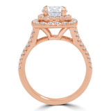 Round Lab Created Diamond Split-Shank Cathedral Double Cushion Halo Engagement Ring in Rose Gold (MVSLG1204-R)
