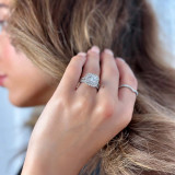 Round Lab Created Diamond Split-Shank Cathedral Double Cushion Halo Engagement Ring in White Gold (MVSLG1204-W)