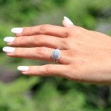 Round Lab Created Diamond Split-Shank Cathedral Double Cushion Halo Engagement Ring in White Gold (MVSLG1204-W)