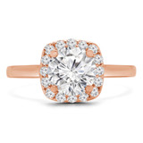 Round Lab Created Diamond Cathedral Cushion Halo Engagement Ring in Rose Gold (MVSLG1211-R)