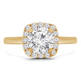 Round Lab Created Diamond Cathedral Cushion Halo Engagement Ring in Yellow Gold (MVSLG1211-Y)