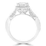 Round Lab Created Diamond Vintage Cathedral Cushion Halo Engagement Ring in White Gold (MVSLG1216-W)