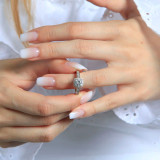 Round Lab Created Diamond Vintage Cathedral Cushion Halo Engagement Ring in White Gold (MVSLG1216-W)