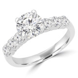 Round Lab Created Diamond Solitaire with Accents Engagement Ring in White Gold (MVSLG1218-W)