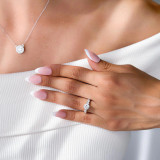 Round Lab Created Diamond Solitaire with Accents Engagement Ring in White Gold (MVSLG1218-W)