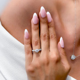 Round Lab Created Diamond Solitaire with Accents Engagement Ring in White Gold (MVSLG1218-W)